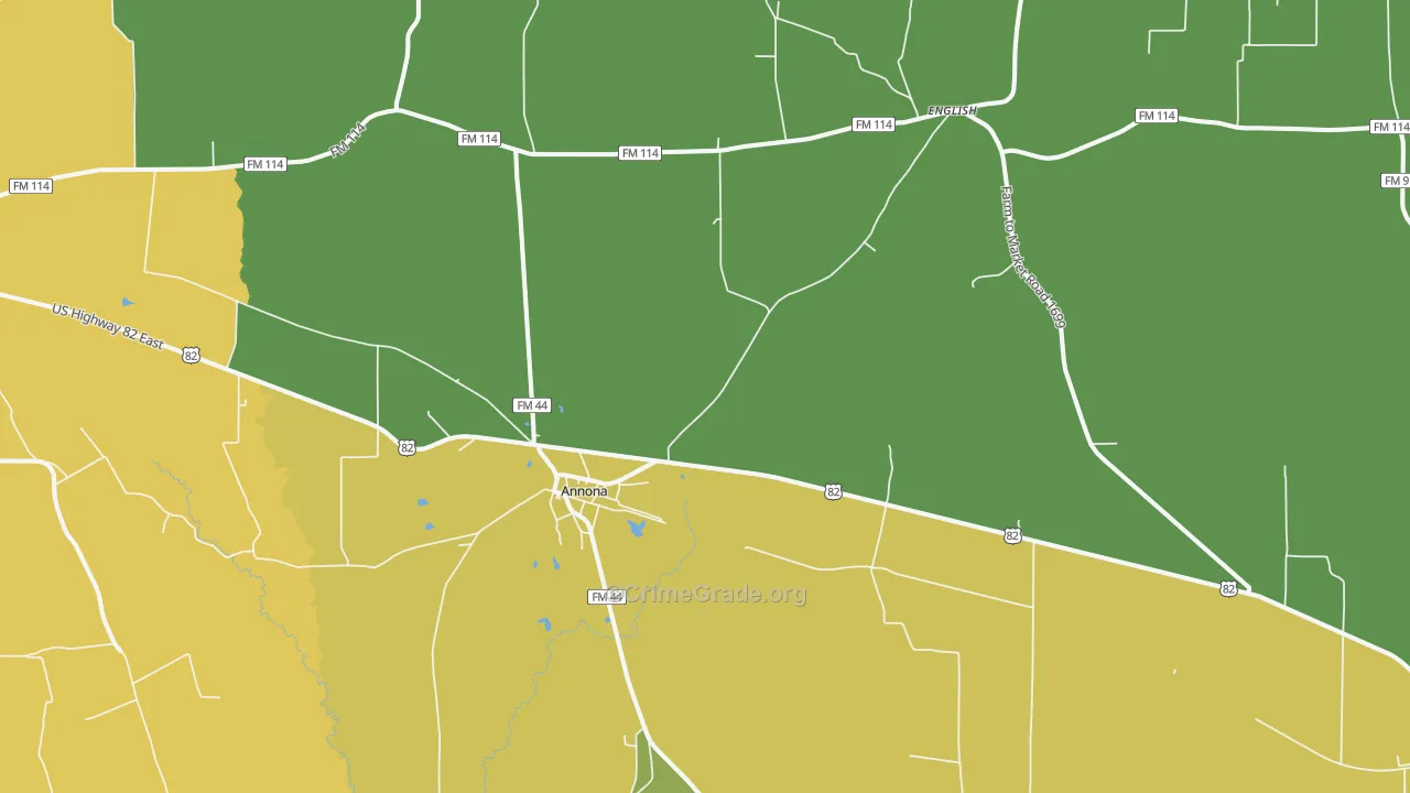Annona, TX Map of Vandalism Rates