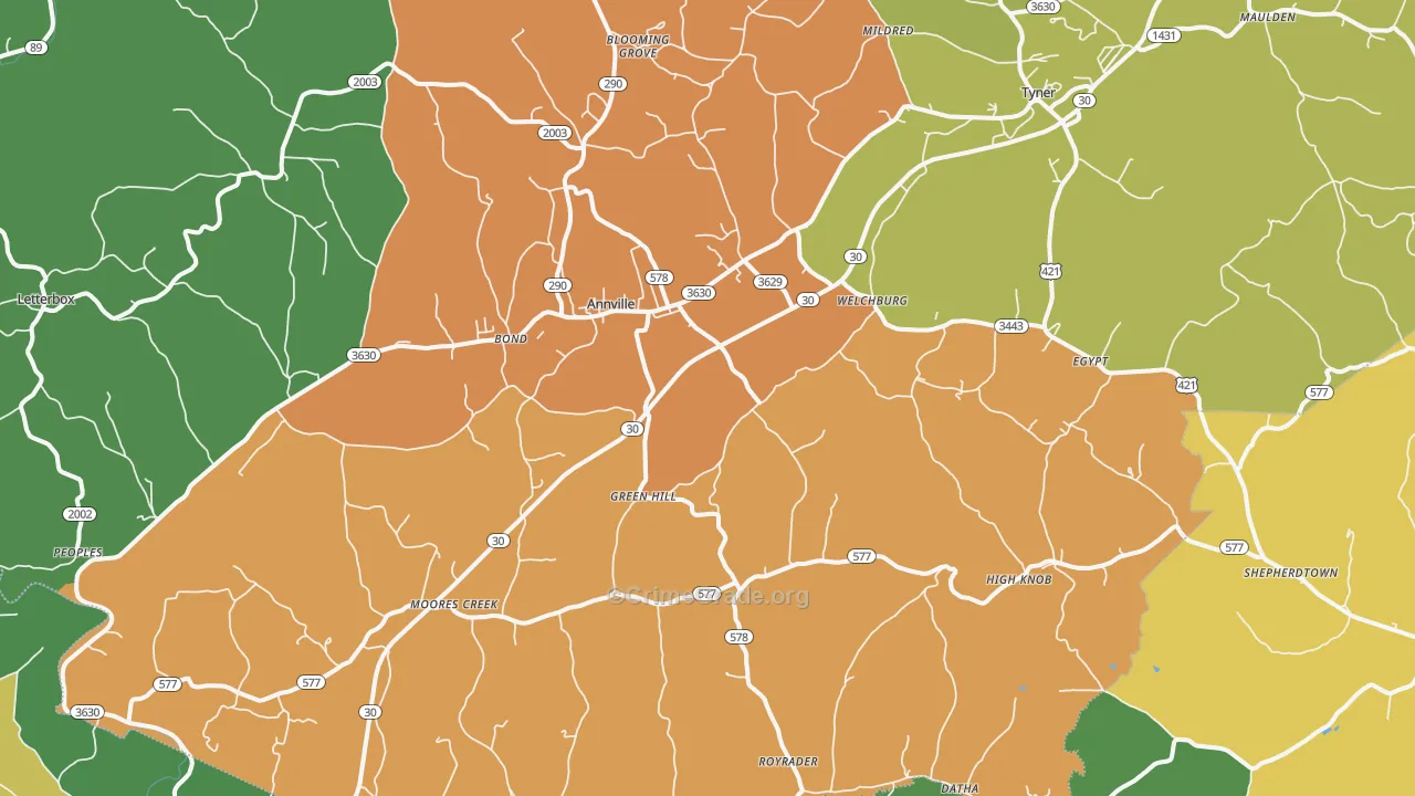 Annville, KY Map of Vandalism Rates