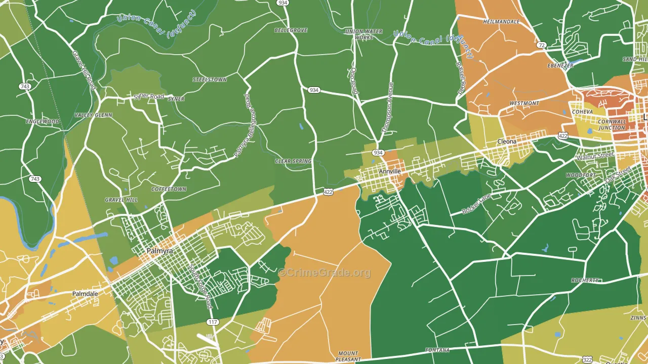 Annville, PA Map of Vandalism Rates