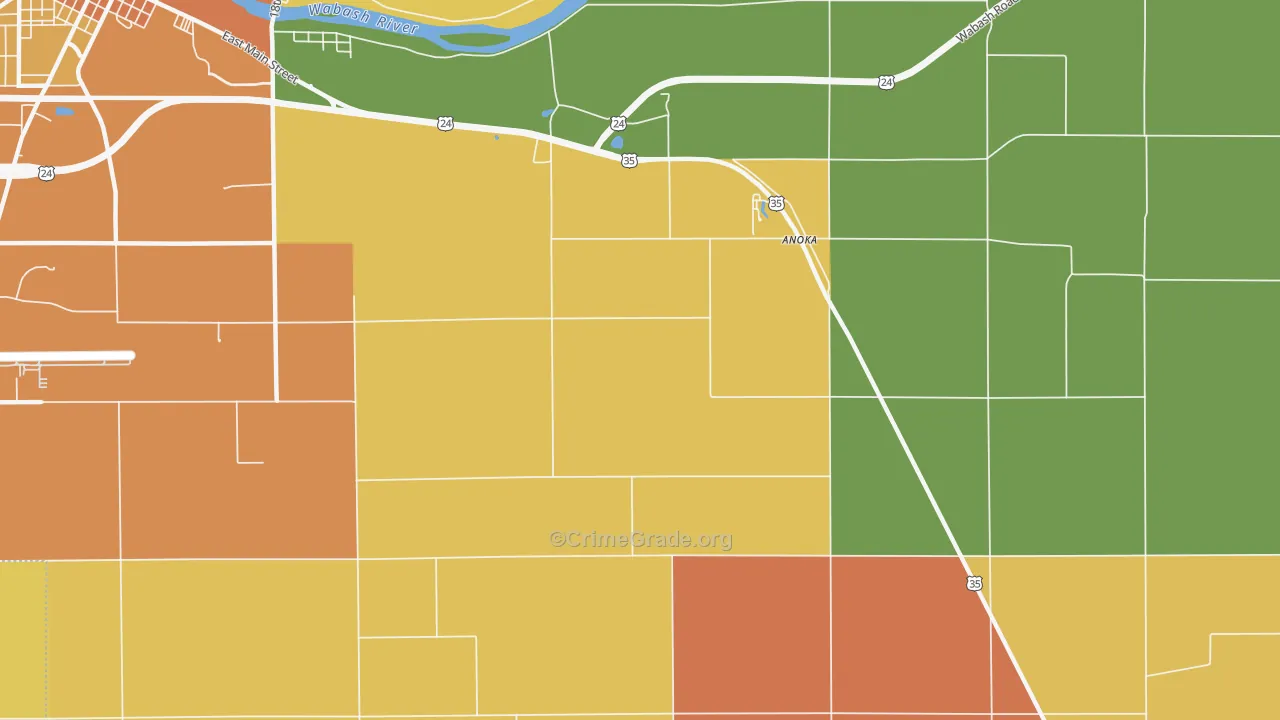 Anoka, IN Map of Vandalism Rates