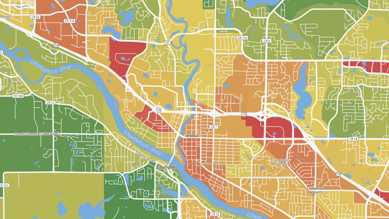 Anoka, MN Map of Vandalism Rates