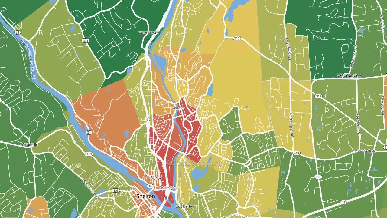Ansonia, CT Map of Vandalism Rates