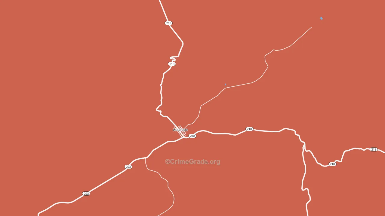 Antelope, OR Map of Vandalism Rates