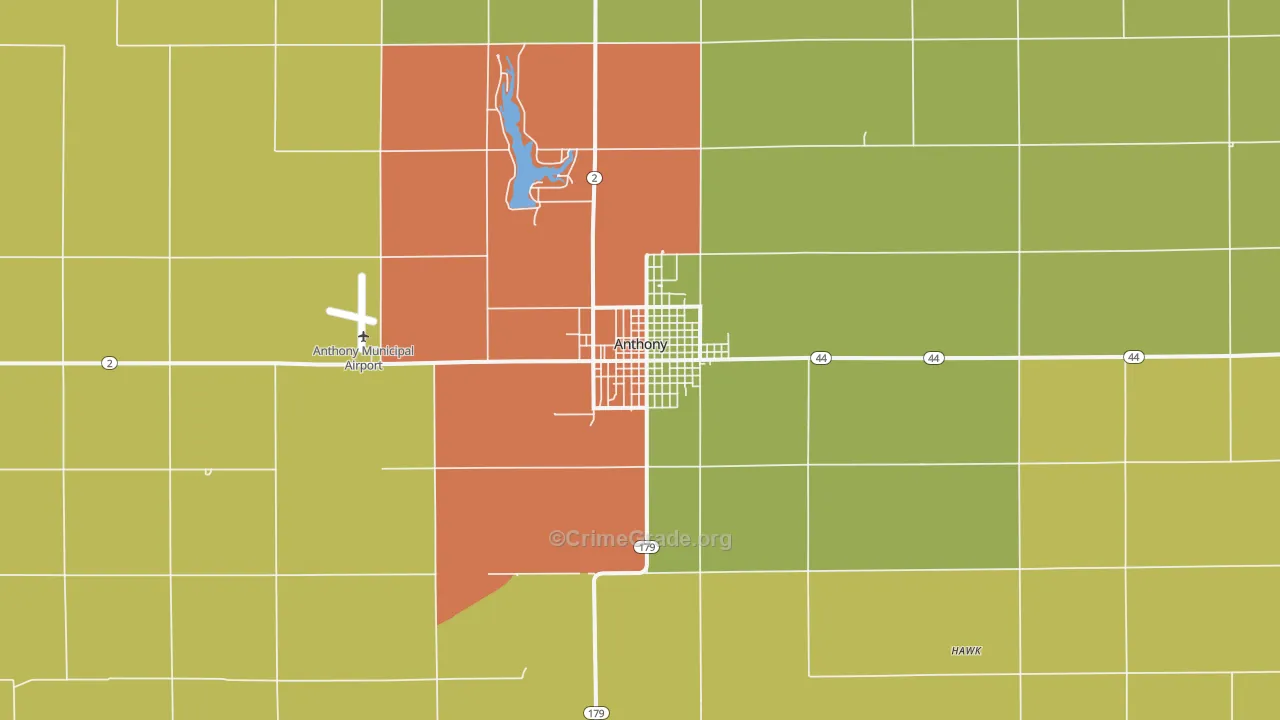 Anthony, KS Map of Vandalism Rates