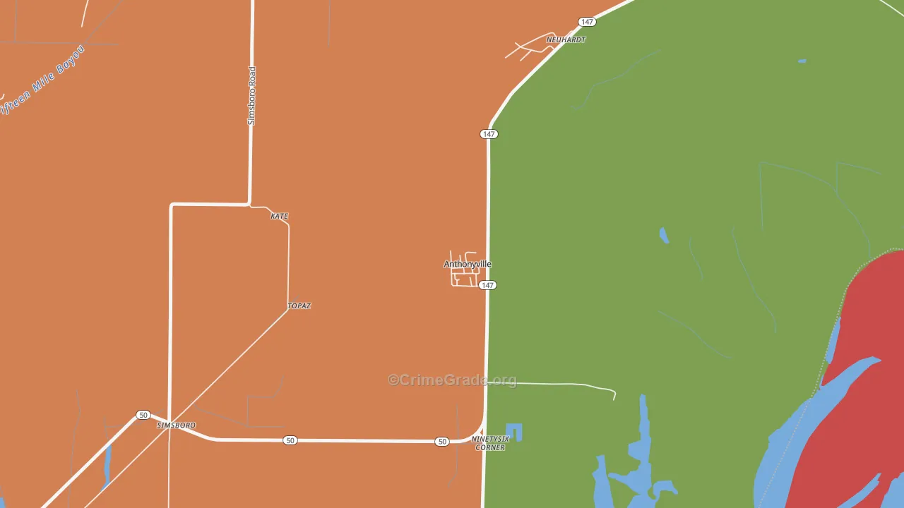 Anthonyville, AR Map of Vandalism Rates