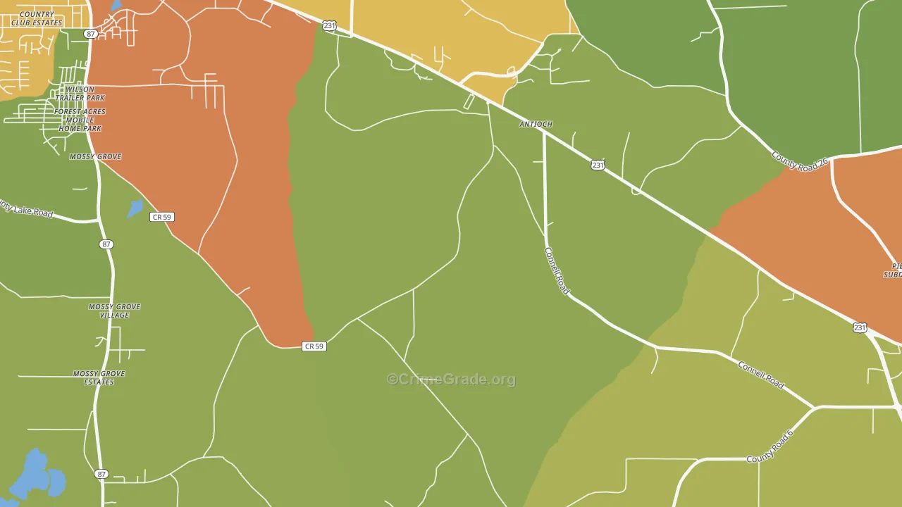 Antioch, AL Map of Vandalism Rates