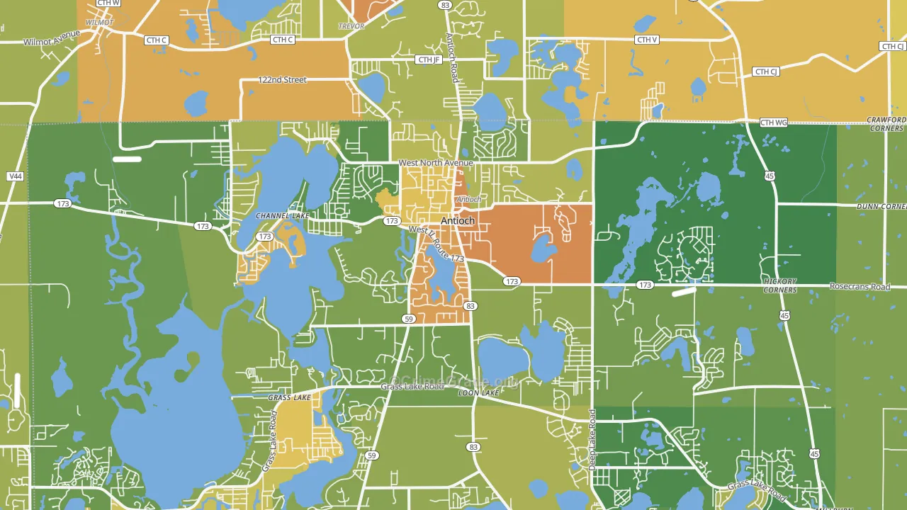 Antioch, IL Map of Vandalism Rates