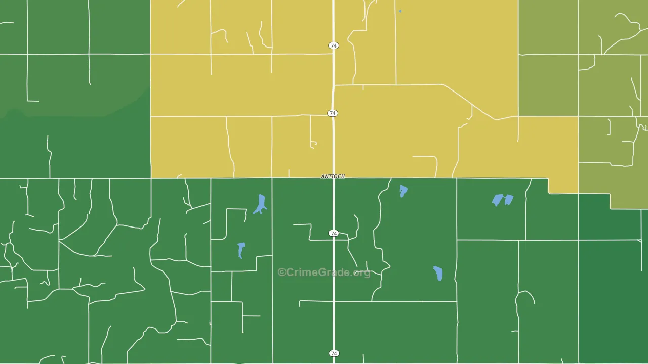 Antioch, OK Map of Vandalism Rates