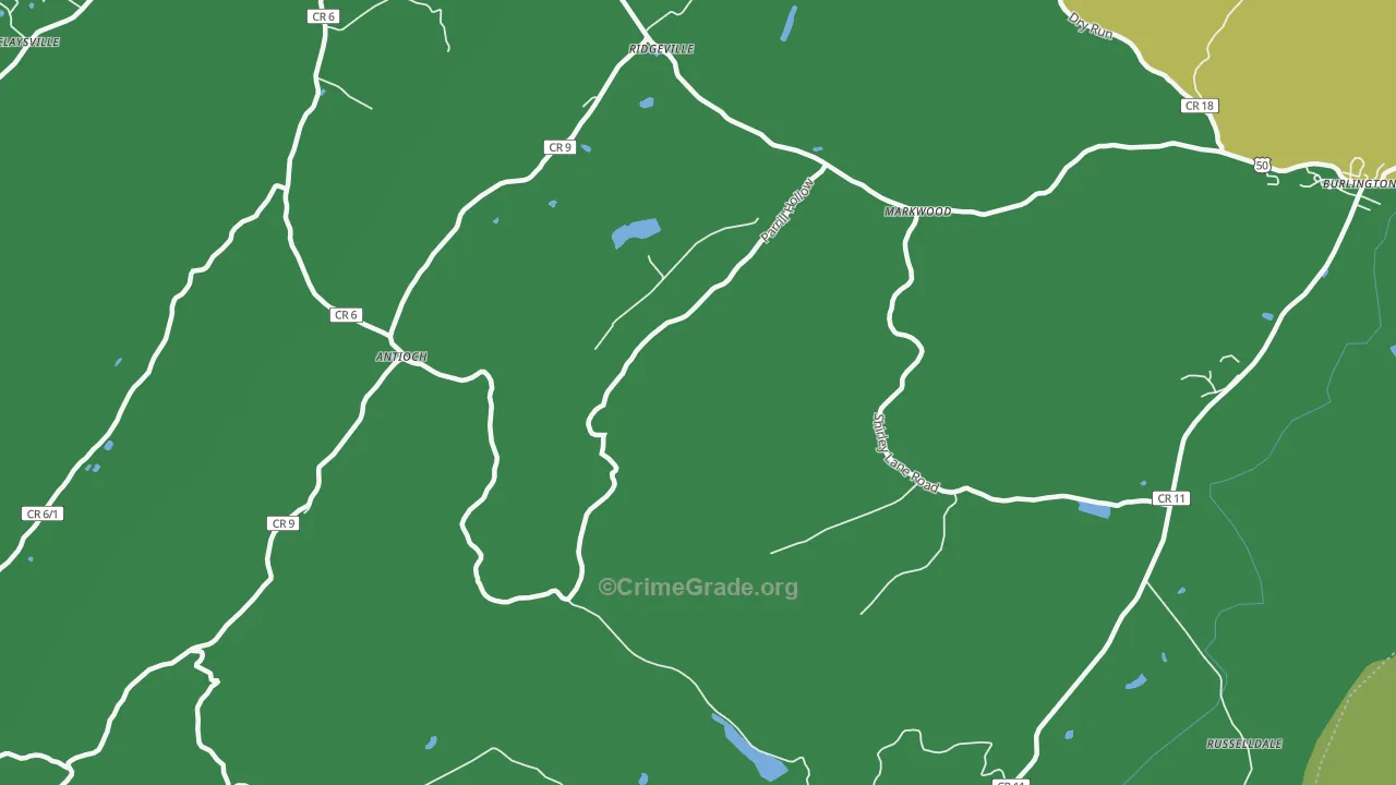 Antioch, WV Map of Vandalism Rates
