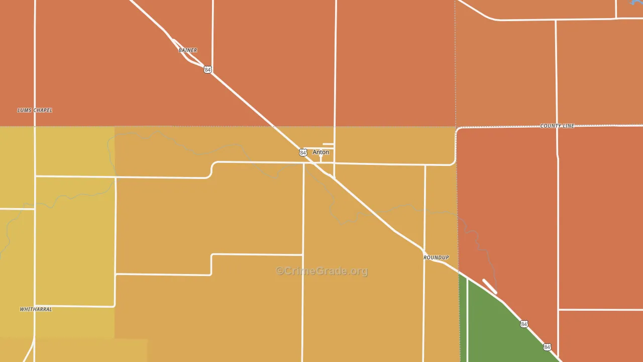 Anton, TX Map of Vandalism Rates
