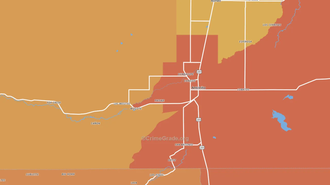 Antonito, CO Map of Vandalism Rates