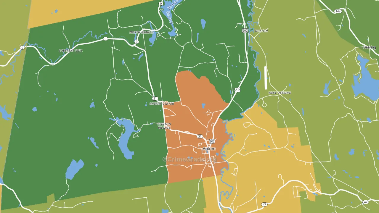 Antrim, NH Map of Vandalism Rates