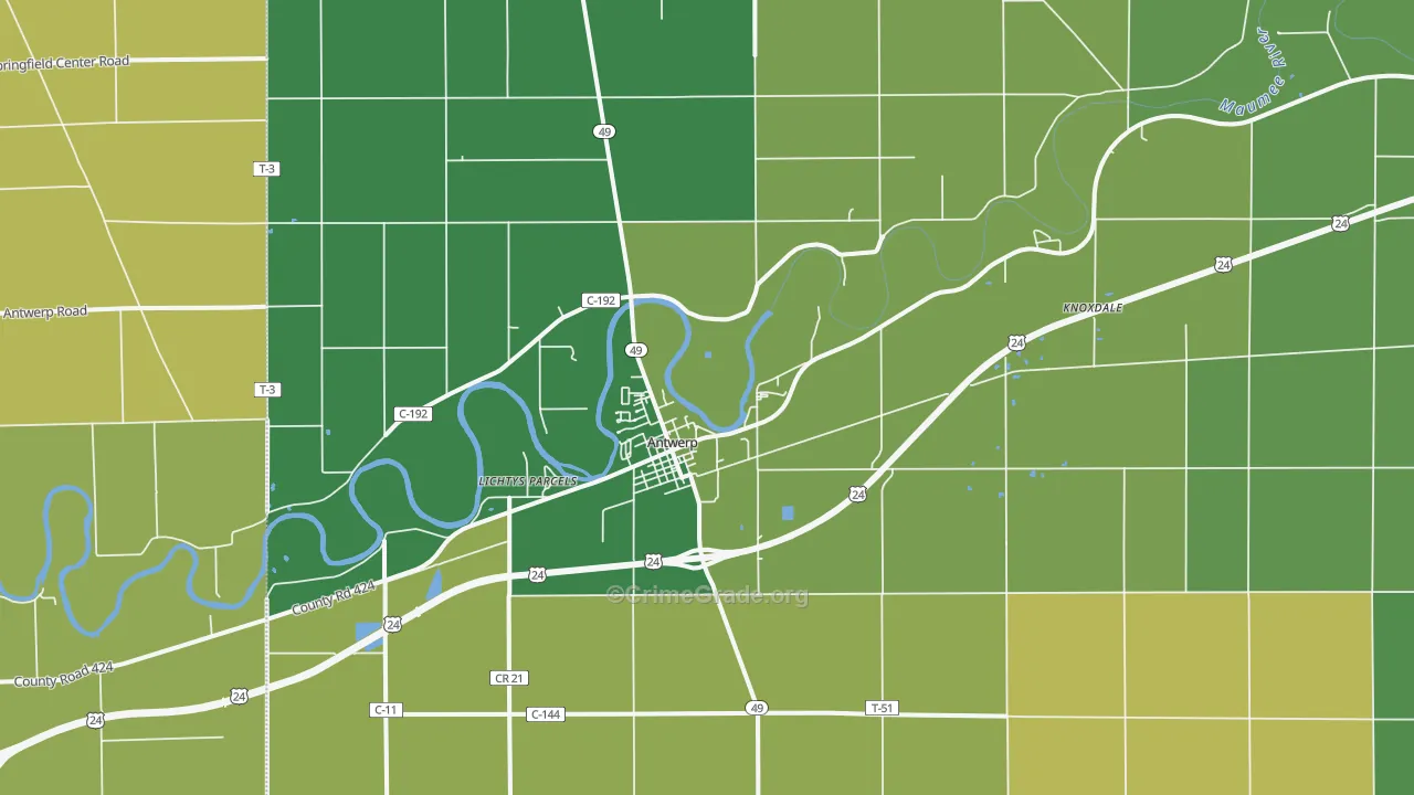 Antwerp, OH Map of Vandalism Rates
