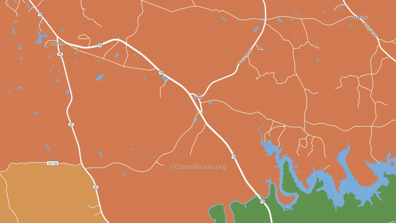 Aonia, GA Map of Vandalism Rates