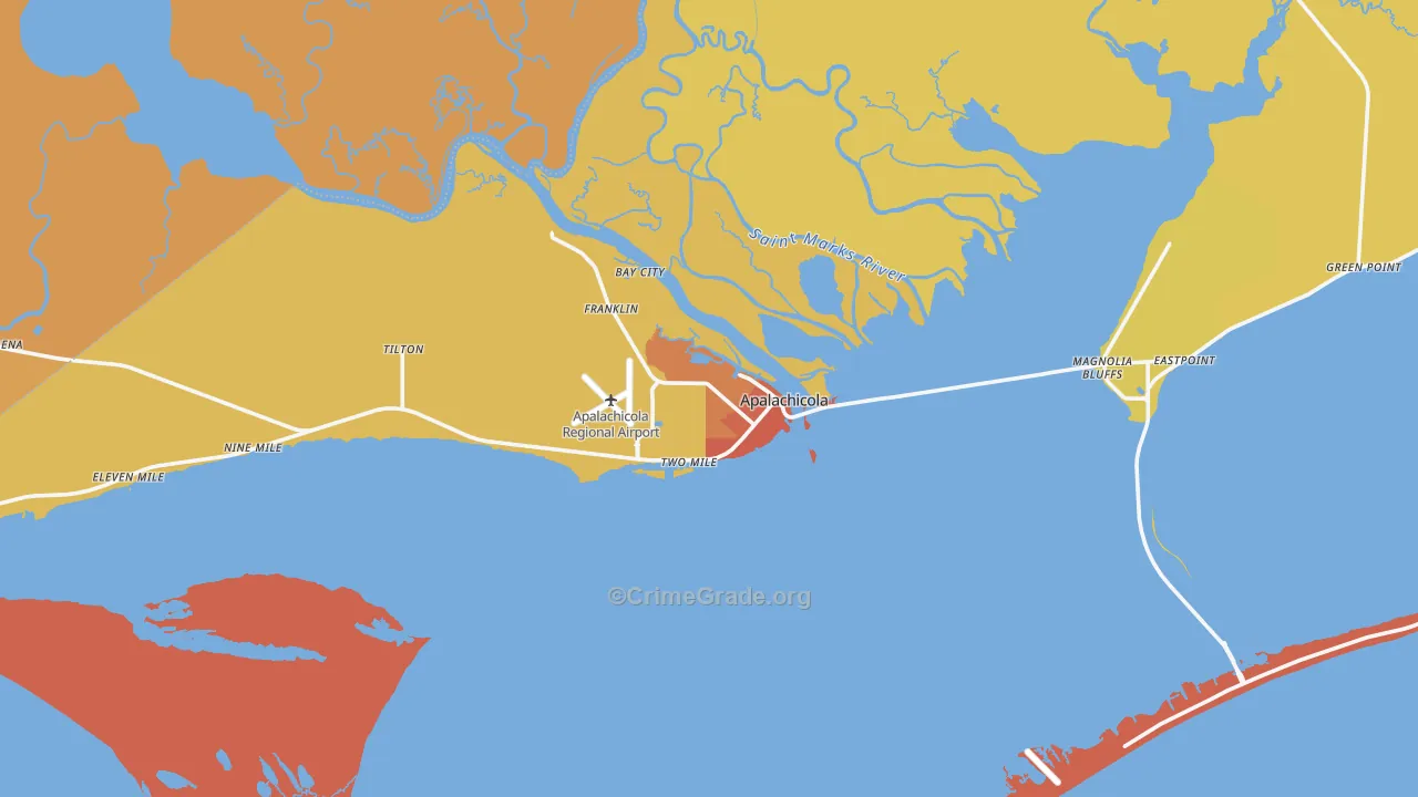 Apalachicola, FL Map of Vandalism Rates