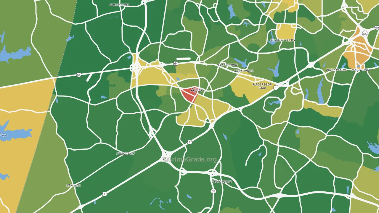 Apex, NC Map of Vandalism Rates