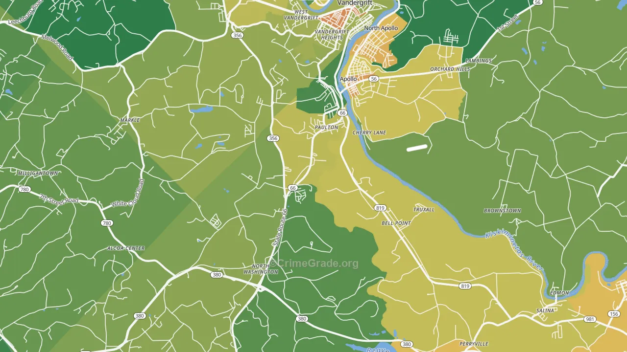 Apollo, PA Map of Vandalism Rates