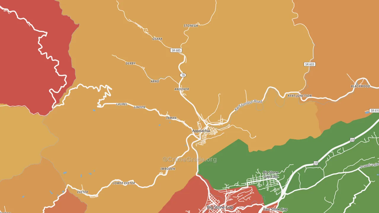 Appalachia, VA Map of Vandalism Rates