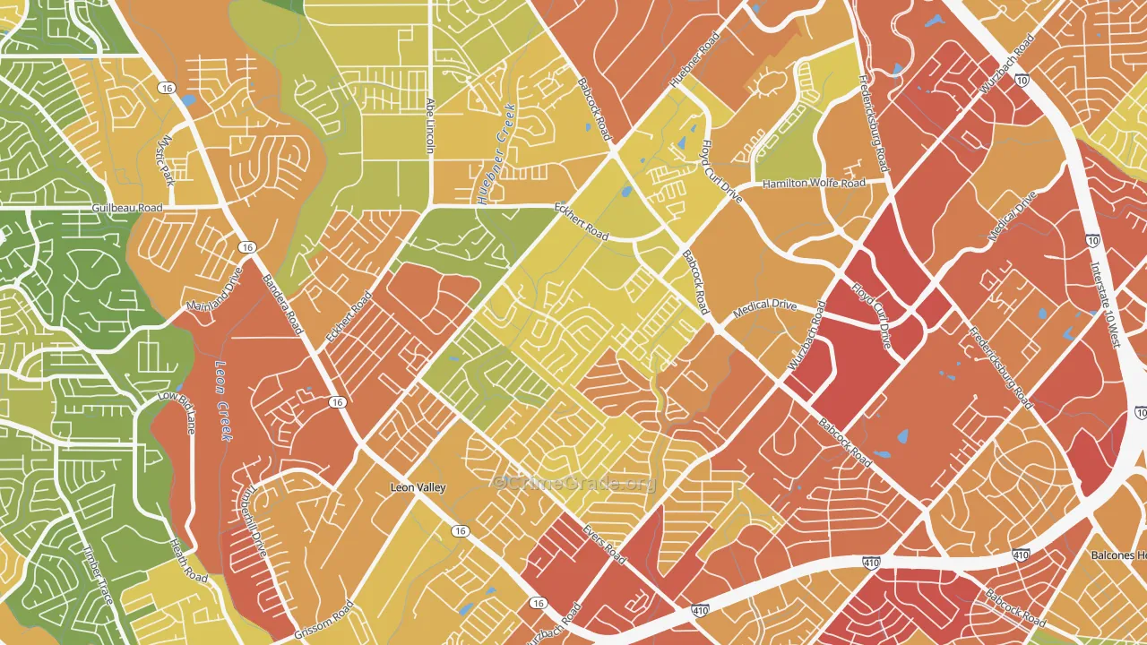 Apple Creek, San Antonio, TX Map of Vandalism Rates