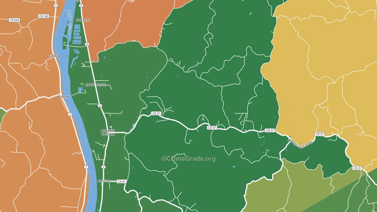Apple Grove, WV Map of Vandalism Rates