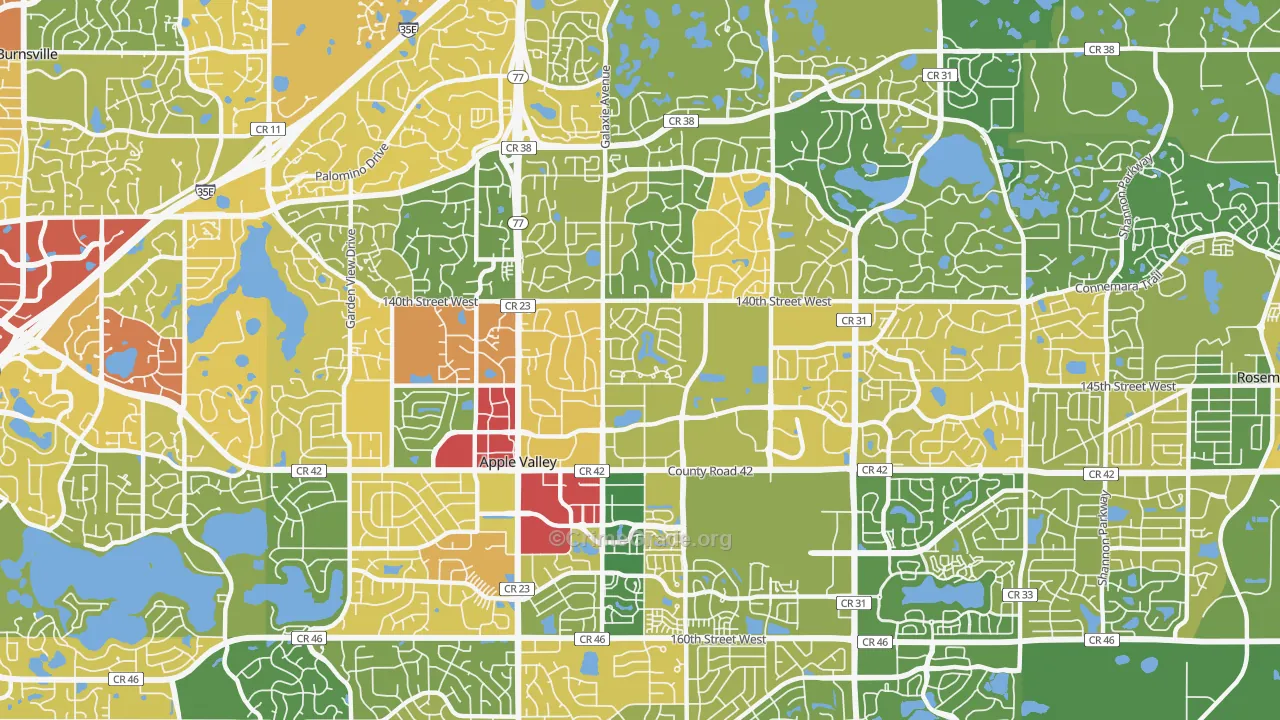 Apple Valley, MN Map of Vandalism Rates