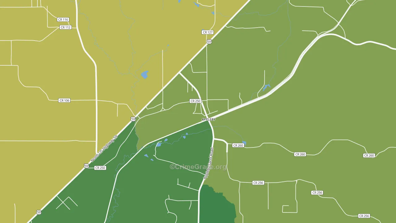 Appleby, TX Map of Vandalism Rates