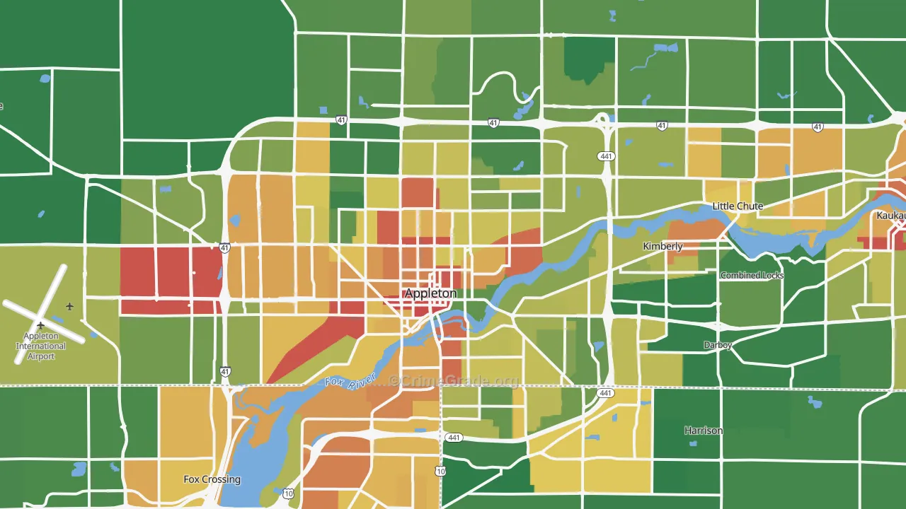 Appleton, WI Map of Vandalism Rates