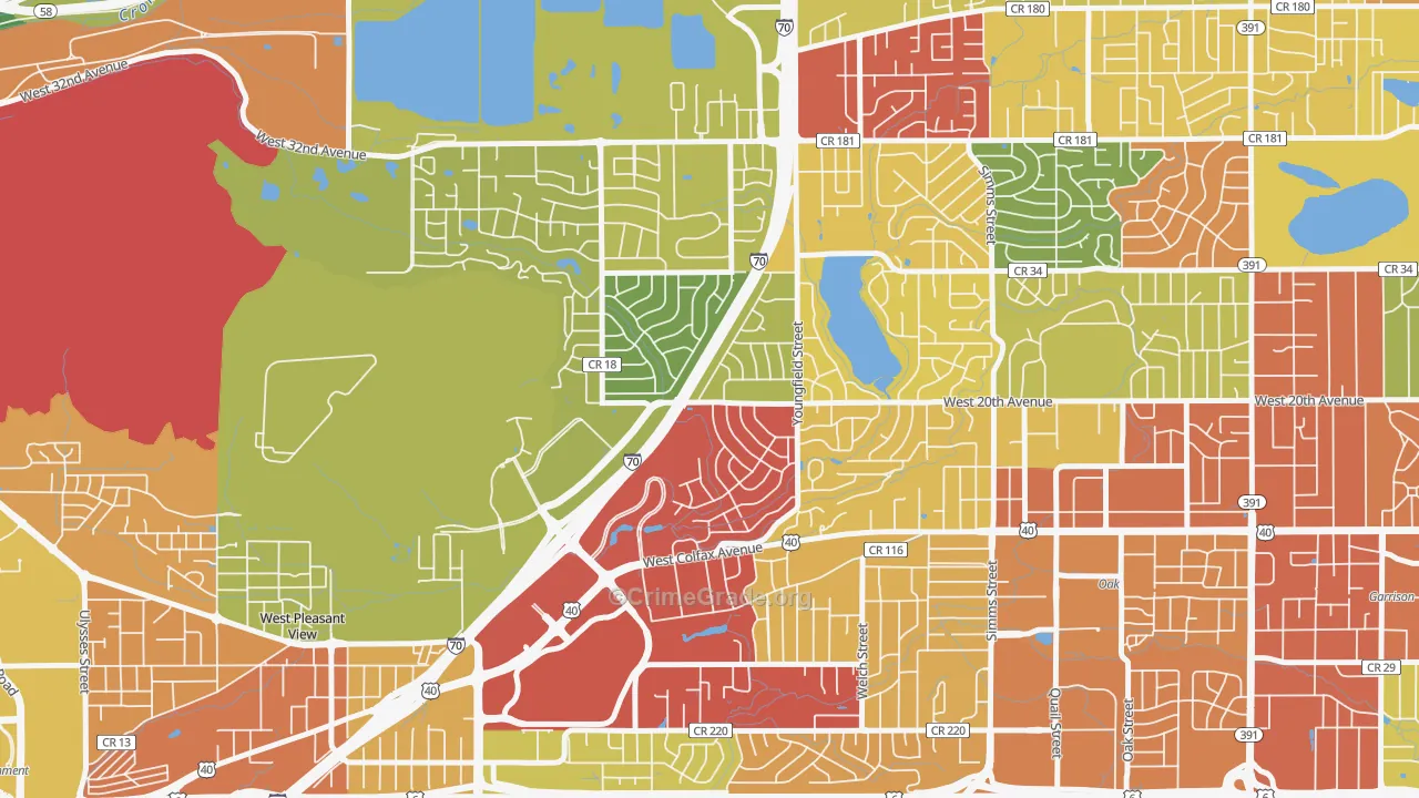 Applewood, CO Map of Vandalism Rates