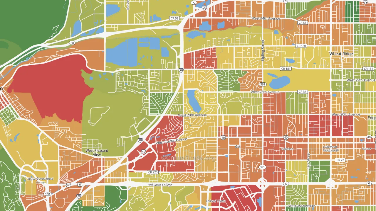Applewood, Lakewood, CO Map of Vandalism Rates