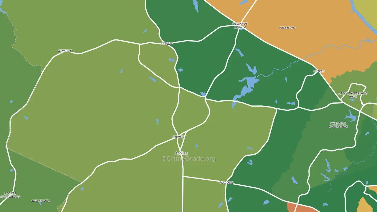 Appling, GA Map of Vandalism Rates