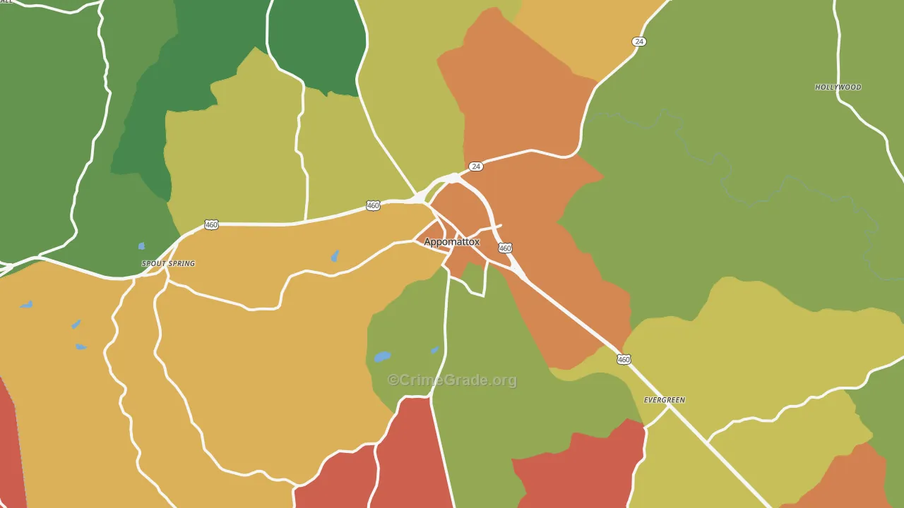 Appomattox, VA Map of Vandalism Rates