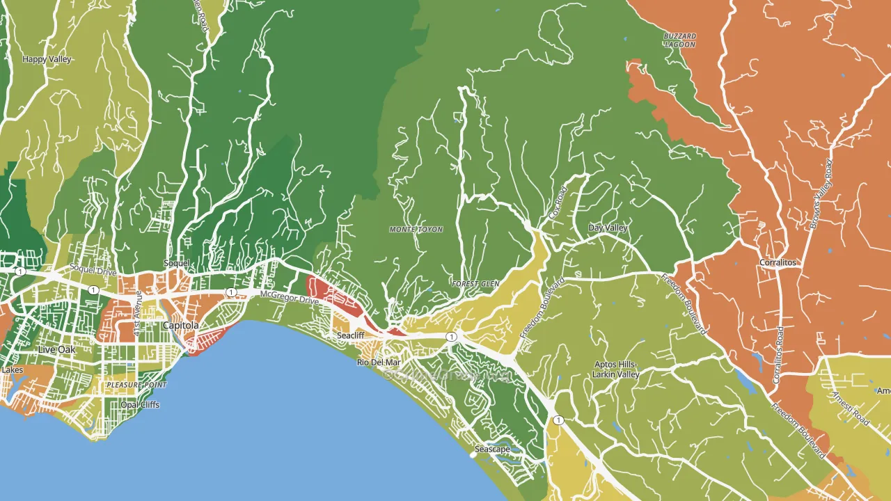 Aptos, CA Map of Vandalism Rates