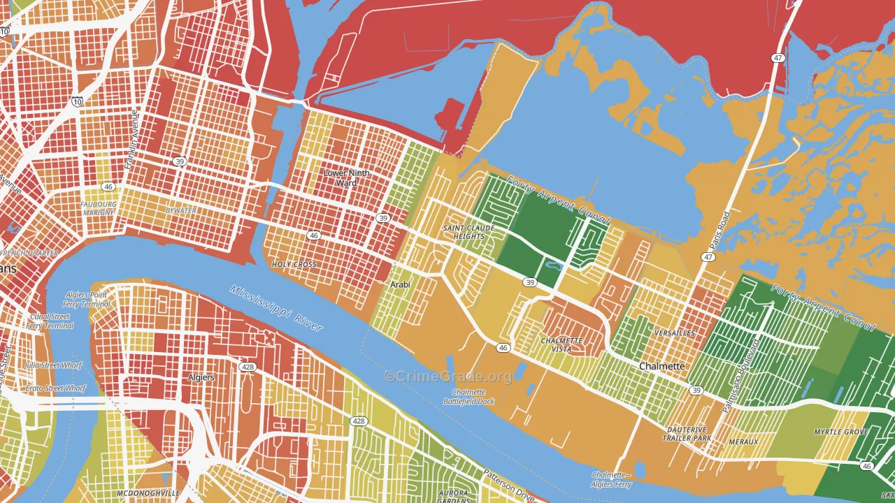 Arabi, LA Map of Vandalism Rates