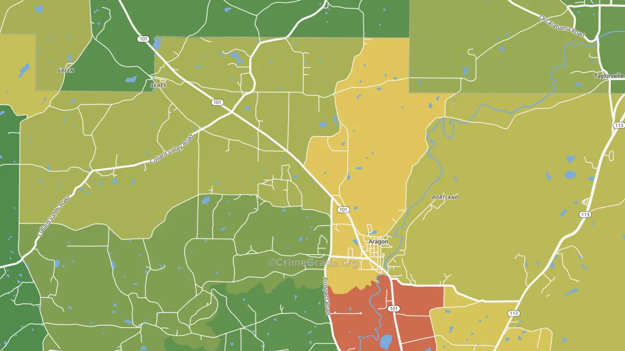 Aragon, GA Map of Vandalism Rates
