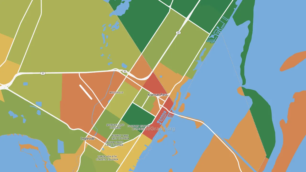 Aransas Pass, TX Map of Vandalism Rates