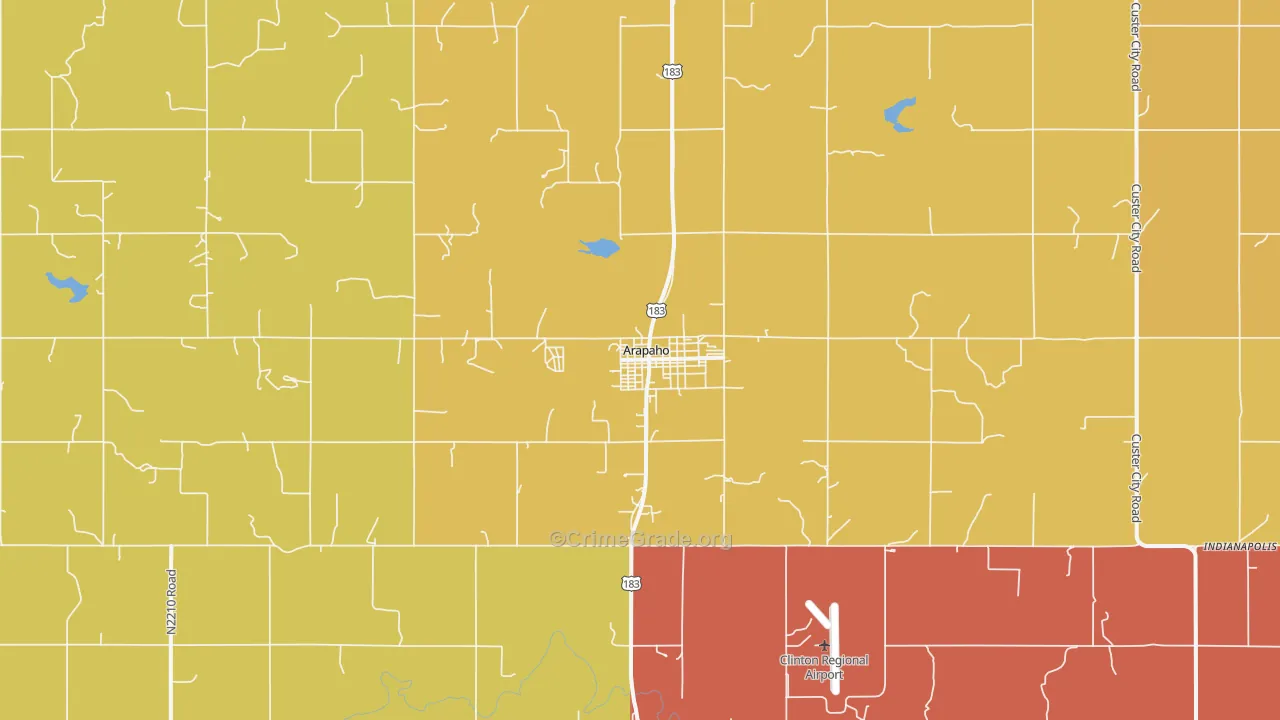 Arapaho, OK Map of Vandalism Rates