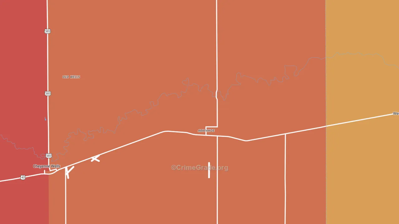 Arapahoe, CO Map of Vandalism Rates