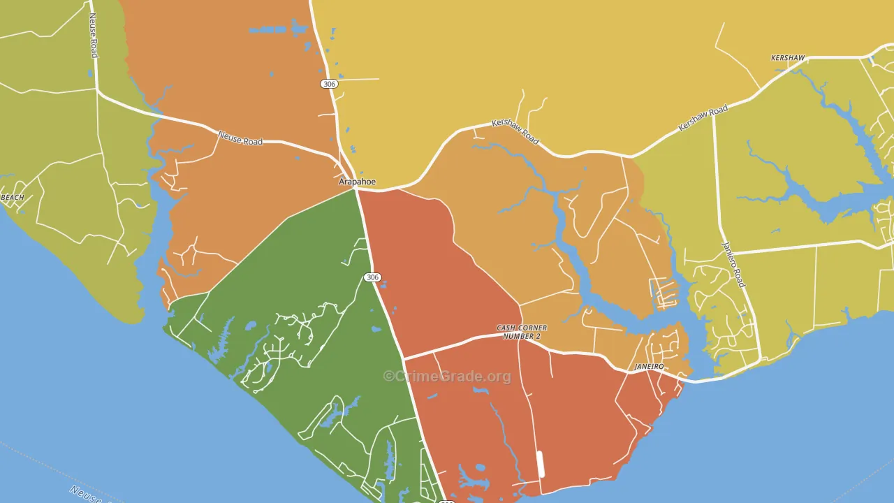 Arapahoe, NC Map of Vandalism Rates