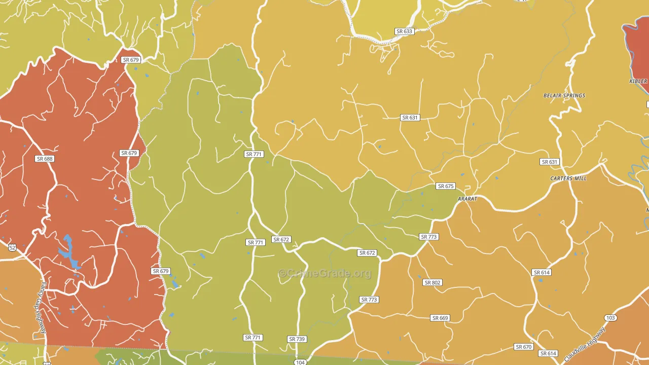 Ararat, VA Map of Vandalism Rates