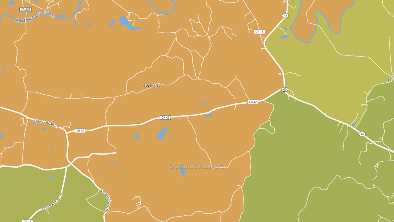 Arbacoochee, AL Map of Vandalism Rates