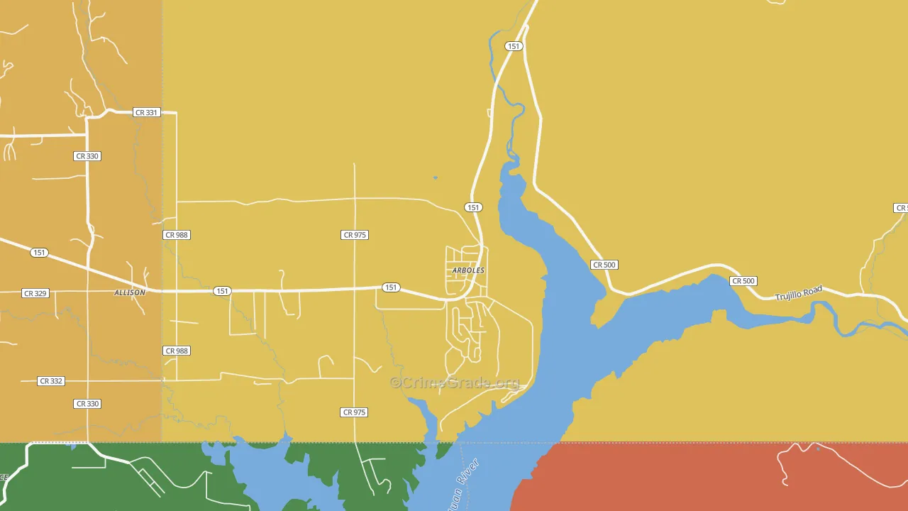 Arboles, CO Map of Vandalism Rates