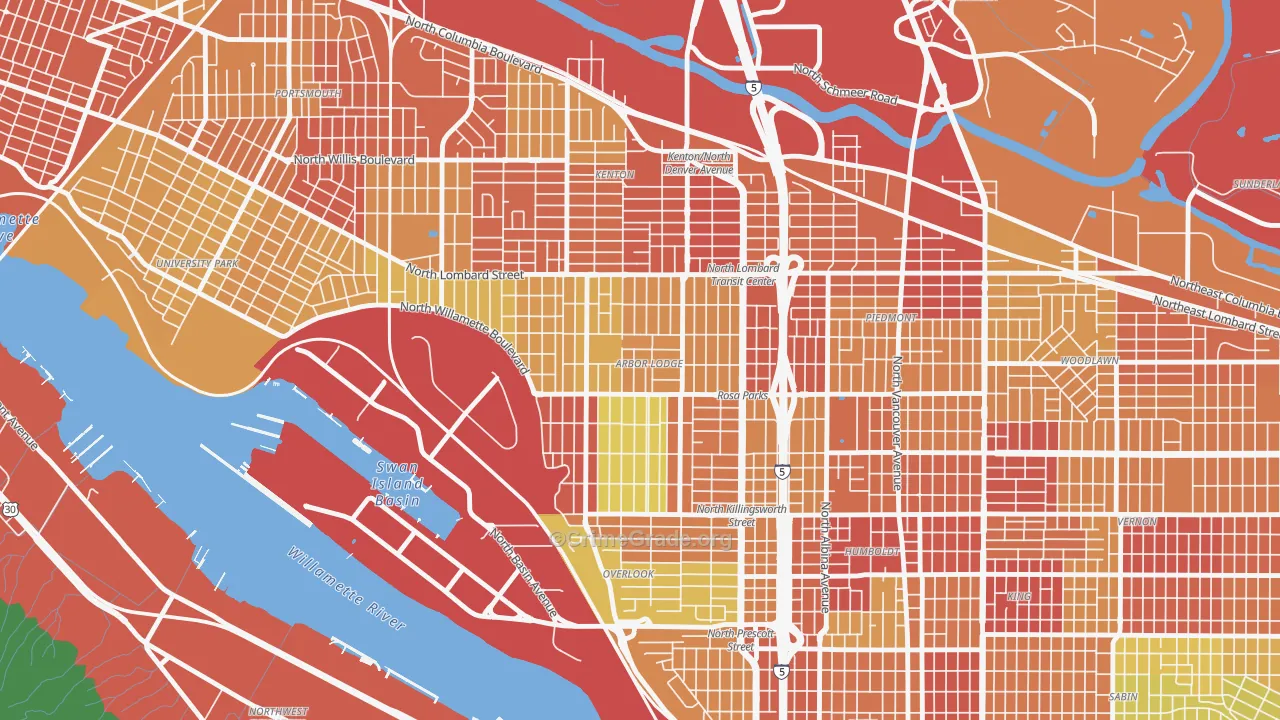 Arbor Lodge, Portland, OR Map of Vandalism Rates