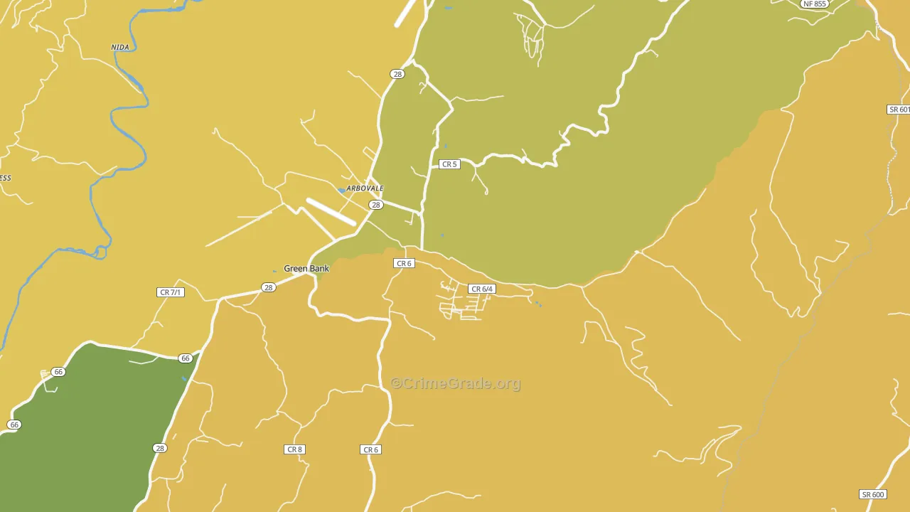 Arbovale, WV Map of Vandalism Rates