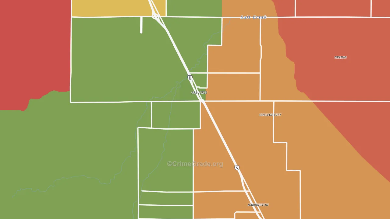 Arbuckle, CA Map of Vandalism Rates