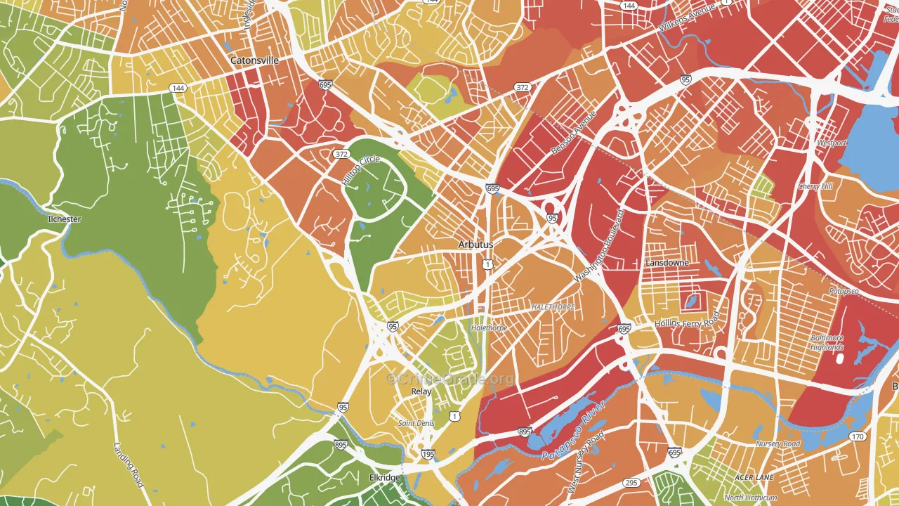 Arbutus, MD Map of Vandalism Rates