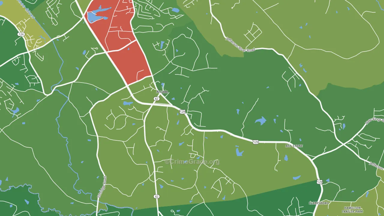 Arcade, GA Map of Vandalism Rates