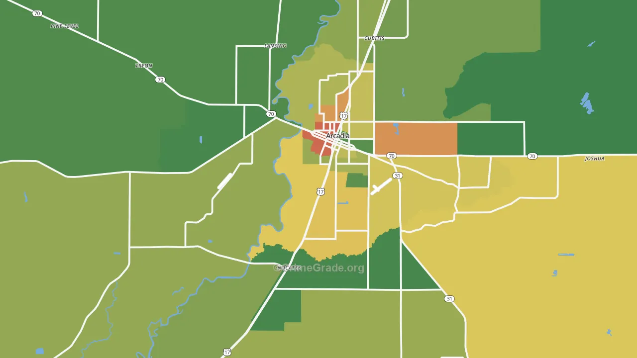 Arcadia, FL Map of Vandalism Rates