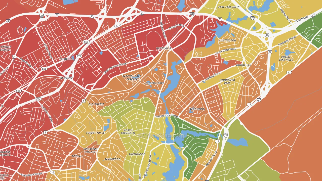 Arcadia Lakes, SC Map of Vandalism Rates