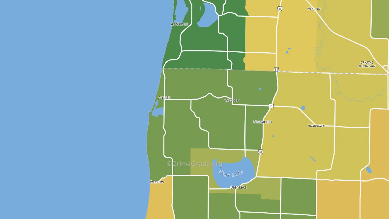 Arcadia, MI Map of Vandalism Rates