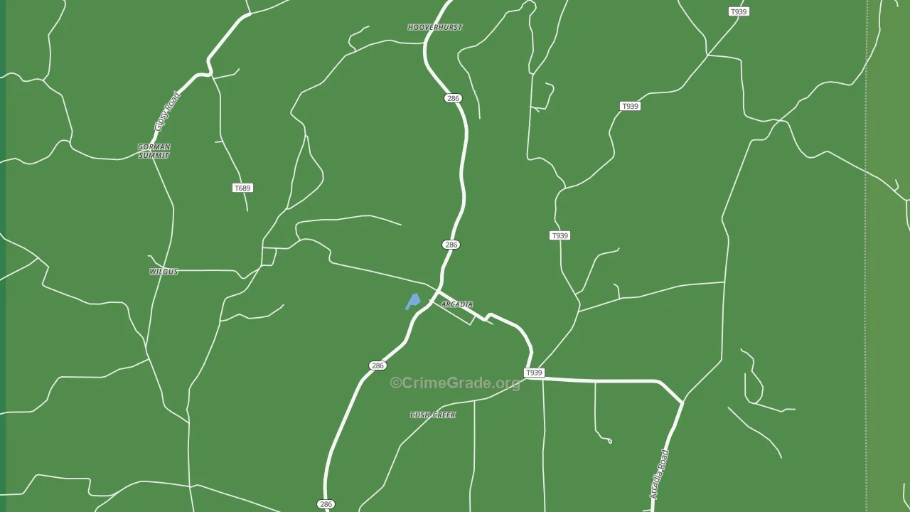 Arcadia, PA Map of Vandalism Rates